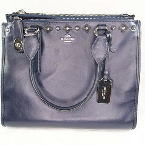 Coach Crosby Blue Carryall Satchel w/Rivets